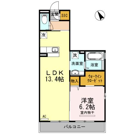 D-ROOM泉中央(1LDK/2階)の間取り写真