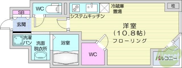 HF晩翠通レジデンス(ワンルーム/7階)の間取り写真