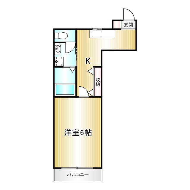 等々力QSハイム(1K/2階)の間取り写真