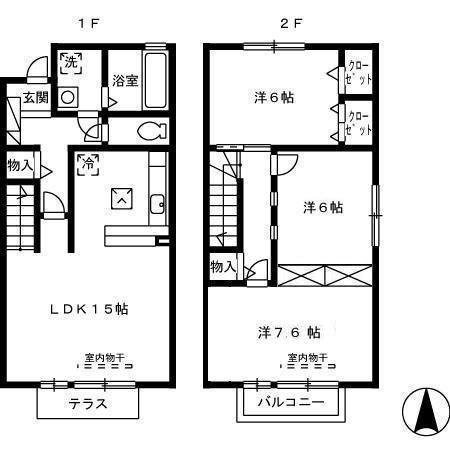 ジュシサンハウス鬼丸(3LDK/1階)の間取り写真