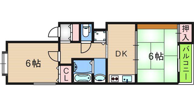 マンションリヴィエラ(2DK/3階)の間取り写真