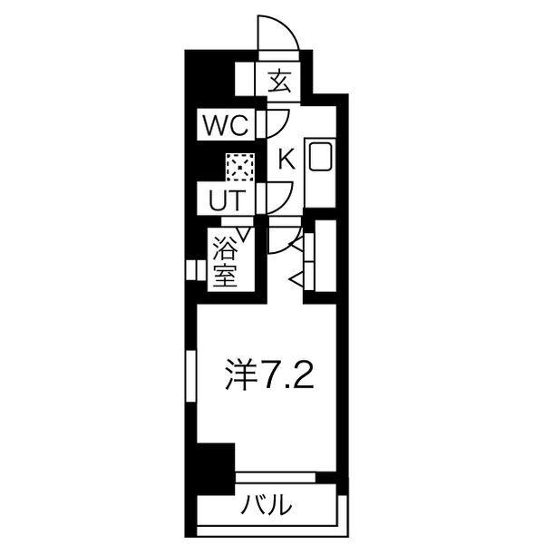 ワールドアイ名古屋城北(1K/13階)の間取り写真