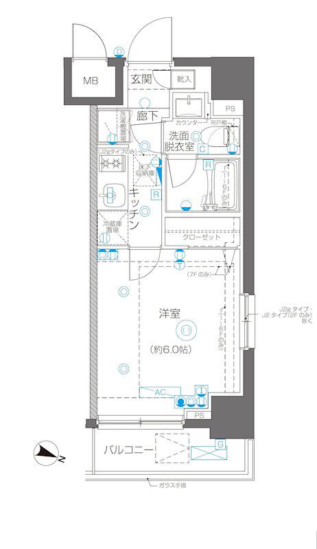 エール横浜吉野町(1K/7階)の間取り写真