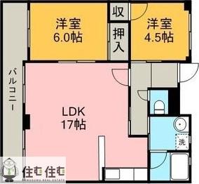 アメニティ21(2LDK/6階)の間取り写真