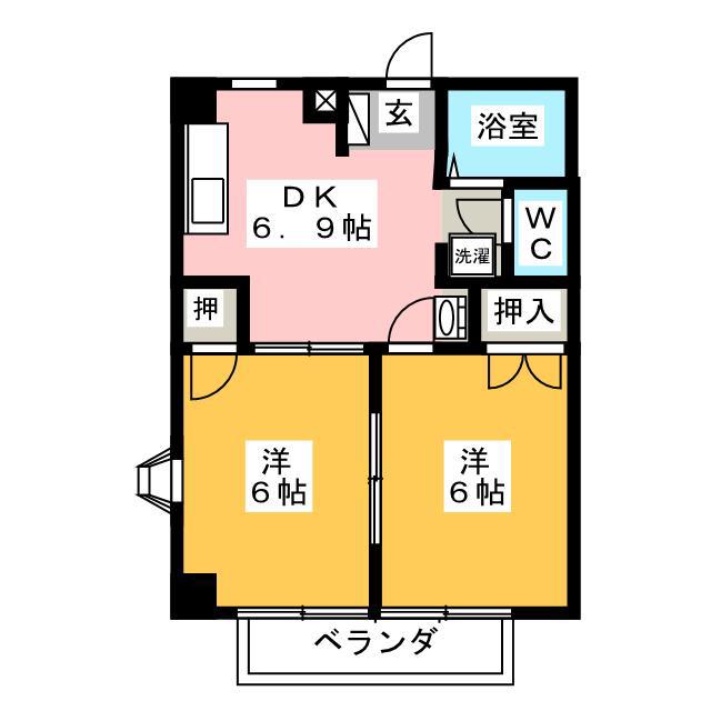 リバーシャトウ(2DK/2階)の間取り写真
