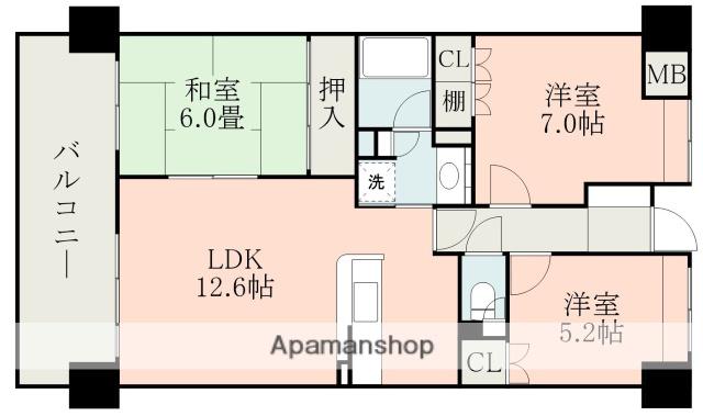 サーパス武(3LDK/9階)の間取り写真