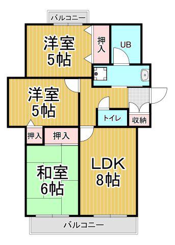 ソレイユ武庫川(3LDK/3階)の間取り写真