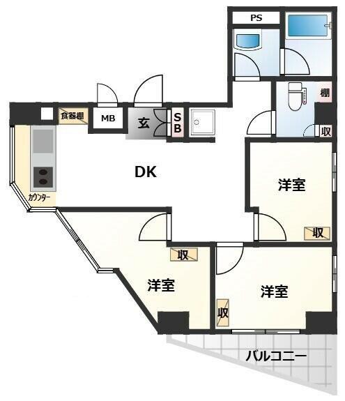 グランフォークスI鷹翔(3DK/5階)の間取り写真