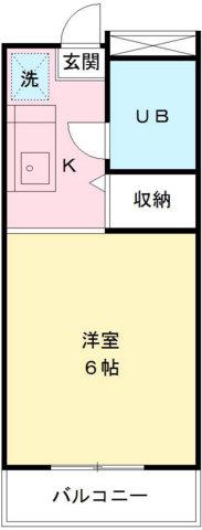 グリーンハイツ唐木田(ワンルーム/2階)の間取り写真