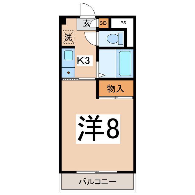 オプティ石和(1K/3階)の間取り写真