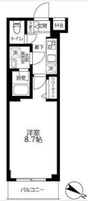 アイルプレミアム笹塚ウエスト(1K/4階)の間取り写真