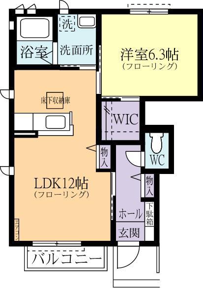 グランドソレイユC(1LDK/1階)の間取り写真