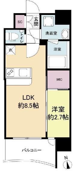 セレニテ福島プリエ(1LDK/6階)の間取り写真
