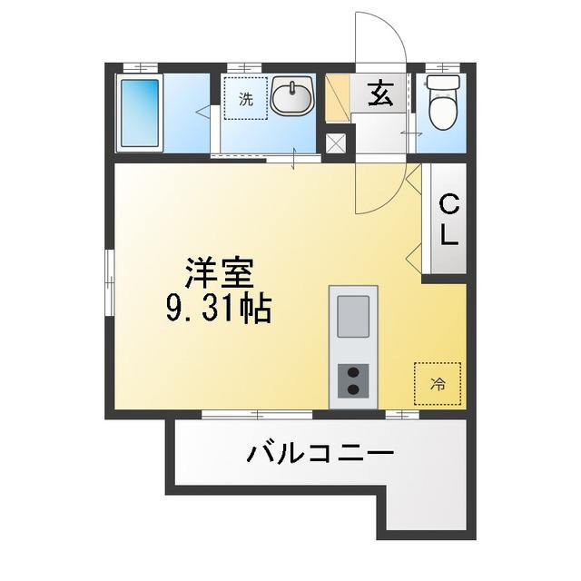 戸塚町計画(ワンルーム/3階)の間取り写真