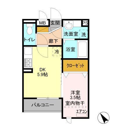 SAMIA川口元郷(1DK/3階)の間取り写真