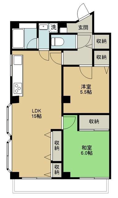 ハーベストビル(2LDK/2階)の間取り写真