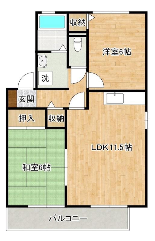 ベルメゾン333(2LDK/2階)の間取り写真