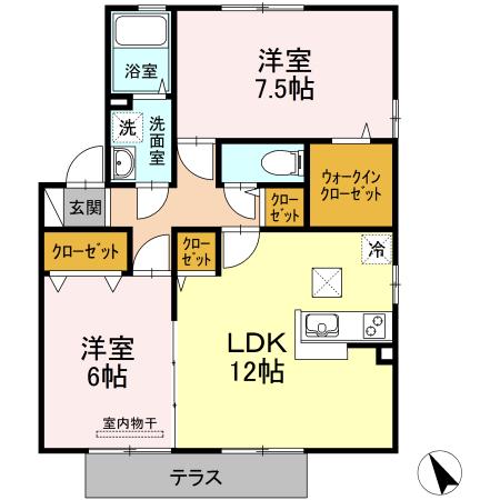 サンジェイドC(2LDK/1階)の間取り写真