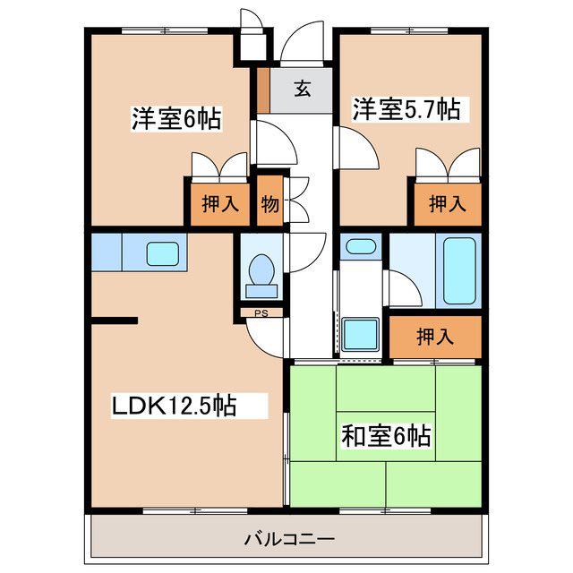 エスト白板(3LDK/2階)の間取り写真