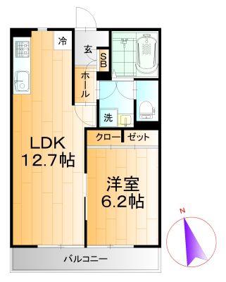 ホウエイコート南荻窪(1LDK/2階)の間取り写真