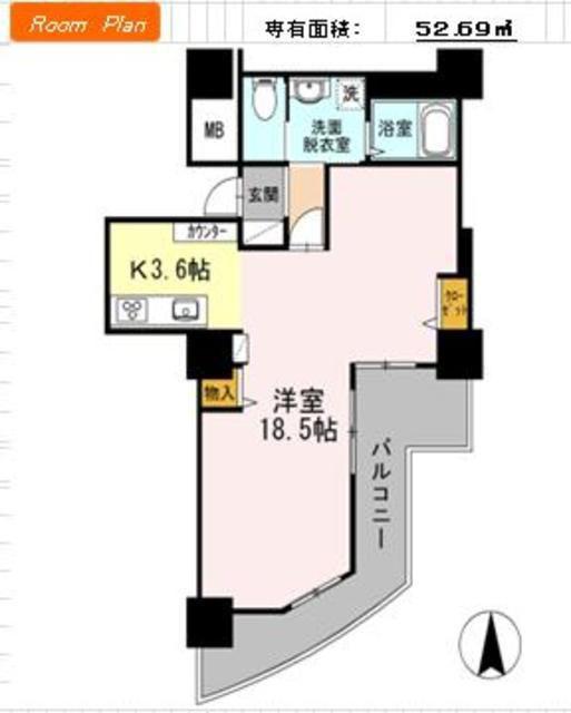 品川シーサイドビュータワー2(1K/14階)の間取り写真