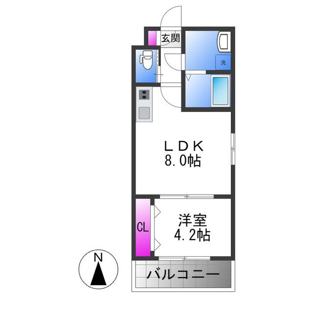 HーMAISON大蓮南II(1LDK/3階)の間取り写真