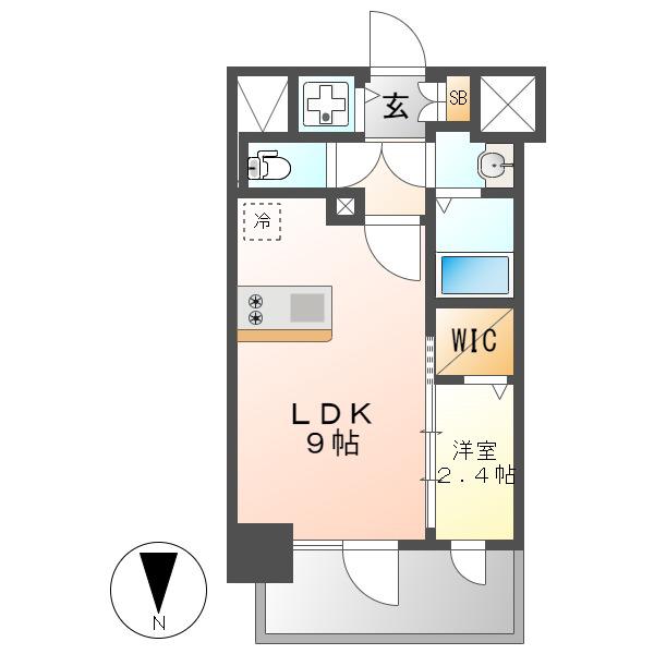 CREST TAPP志賀本通(1LDK/12階)の間取り写真