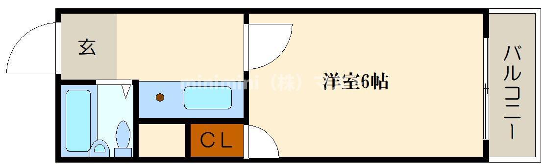 メゾンヘルム大国町(1K/3階)の間取り写真