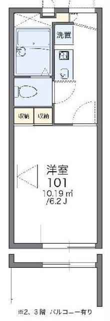レオパレス高幡(1K/2階)の間取り写真