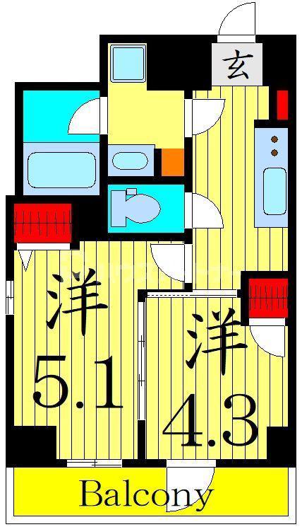 ルフレ プレミアム町屋(2K/5階)の間取り写真
