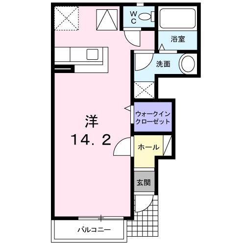 コンフォートC(ワンルーム/1階)の間取り写真