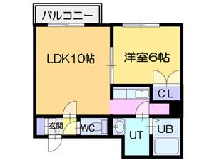 島田ハイツ(1LDK/4階)の間取り写真