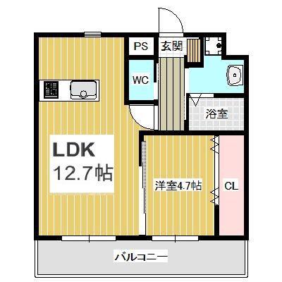 アンティカベラカーサ(1LDK/4階)の間取り写真