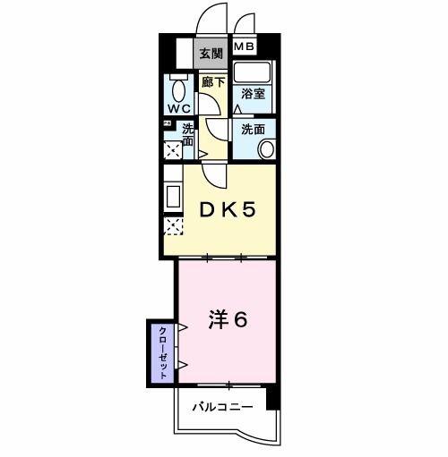 ホークシティ駅南(1DK/3階)の間取り写真