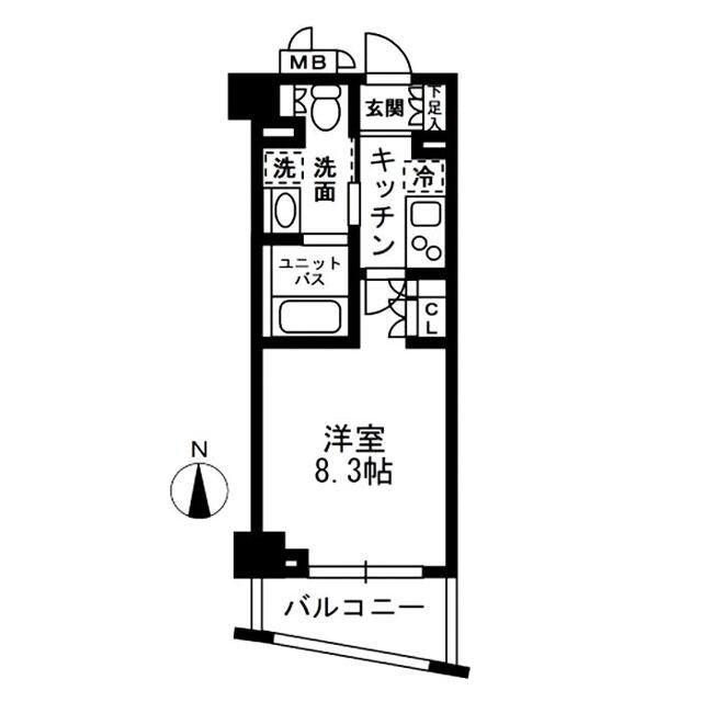 レジディア中落合(1K/3階)の間取り写真