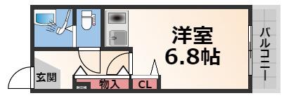 HESTA近大前(ワンルーム/3階)の間取り写真