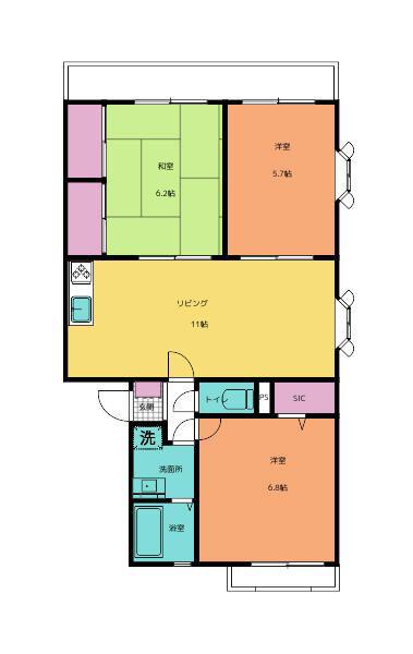 ヴァンベール(3LDK/2階)の間取り写真