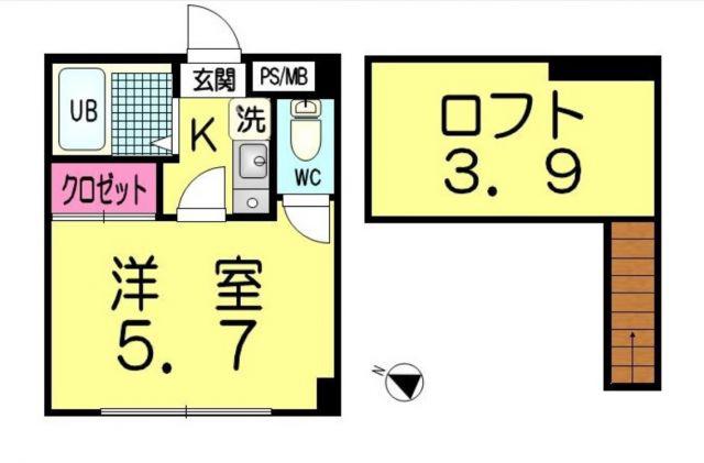 ペパンシェソワ(1K/3階)の間取り写真
