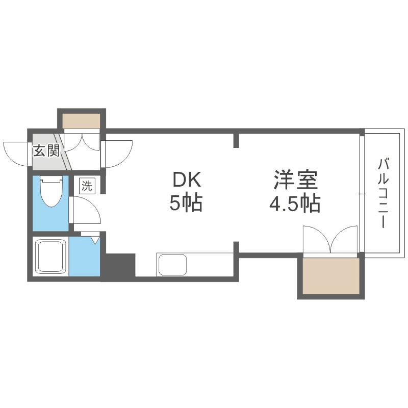 アラン札幌イースト(1DK/4階)の間取り写真