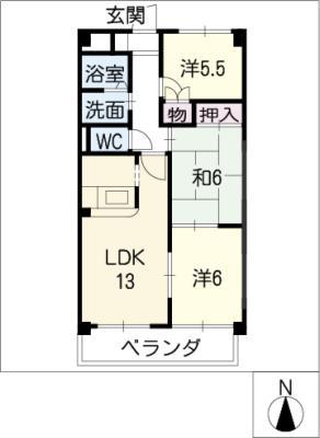 エコーフェニックス伏屋(3LDK/5階)の間取り写真