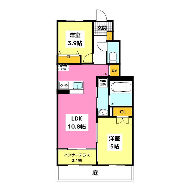 URBAN STAGEA春日I(2LDK/1階)の間取り写真
