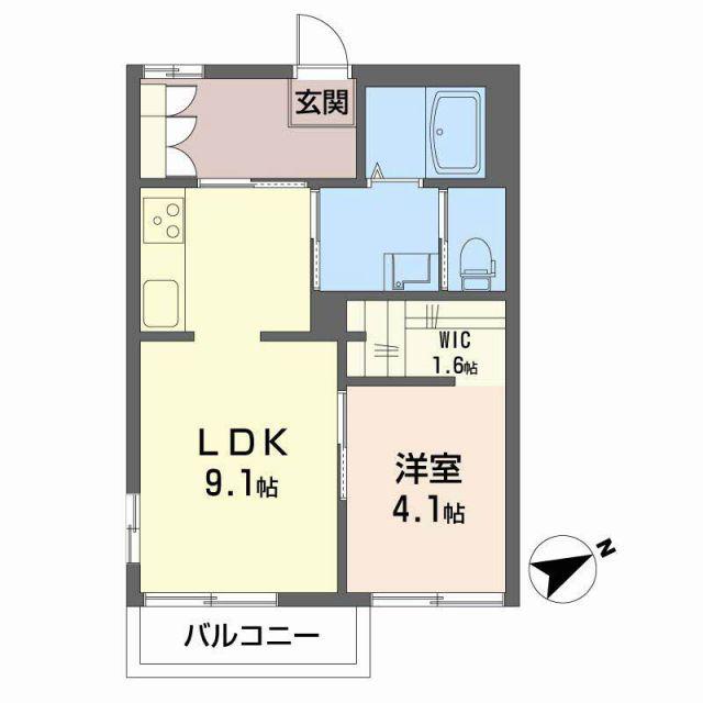 ニューフォーブルアオトB(1LDK/2階)の間取り写真