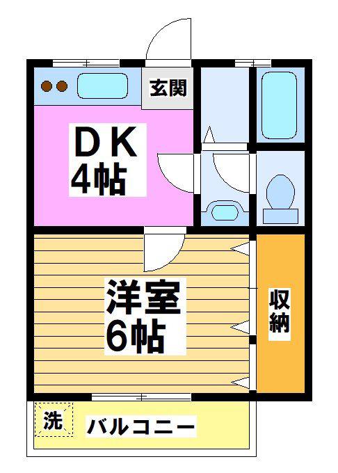 フローラ第2(1DK/1階)の間取り写真