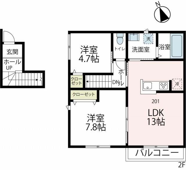 ラウレアII(2LDK/2階)の間取り写真