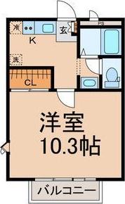 カーサセレーノ(1K/2階)の間取り写真