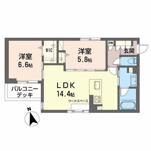 MALINO GARDEN(2LDK/1階)の間取り写真