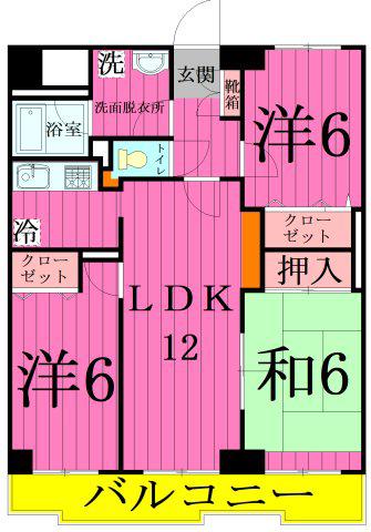 INSURANCEBLDG.IIツー(3LDK/9階)の間取り写真