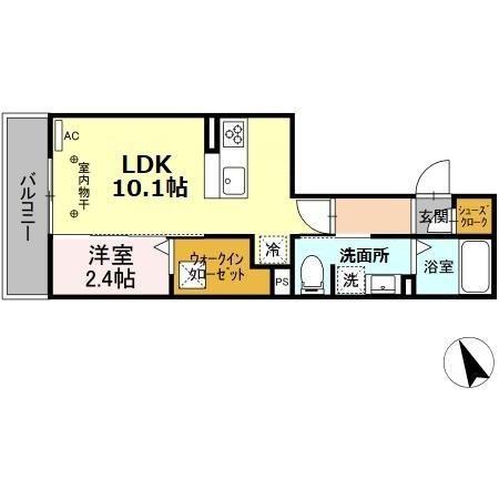 アッラ・フォンターナ(1LDK/1階)の間取り写真