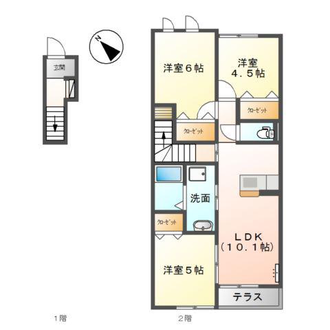 レ・フルール(3LDK/2階)の間取り写真