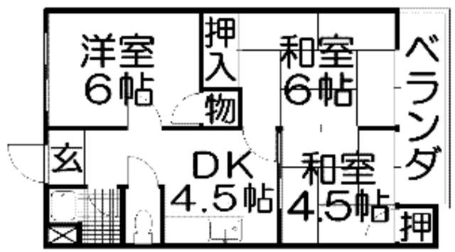 芳栄ハイツ(3DK/3階)の間取り写真